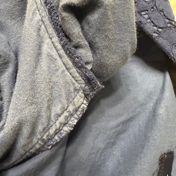 Madewell Navy Blue Lace Short Sleeve Blouse Top Scalloped Hem Size Small - Picture 16 of 16